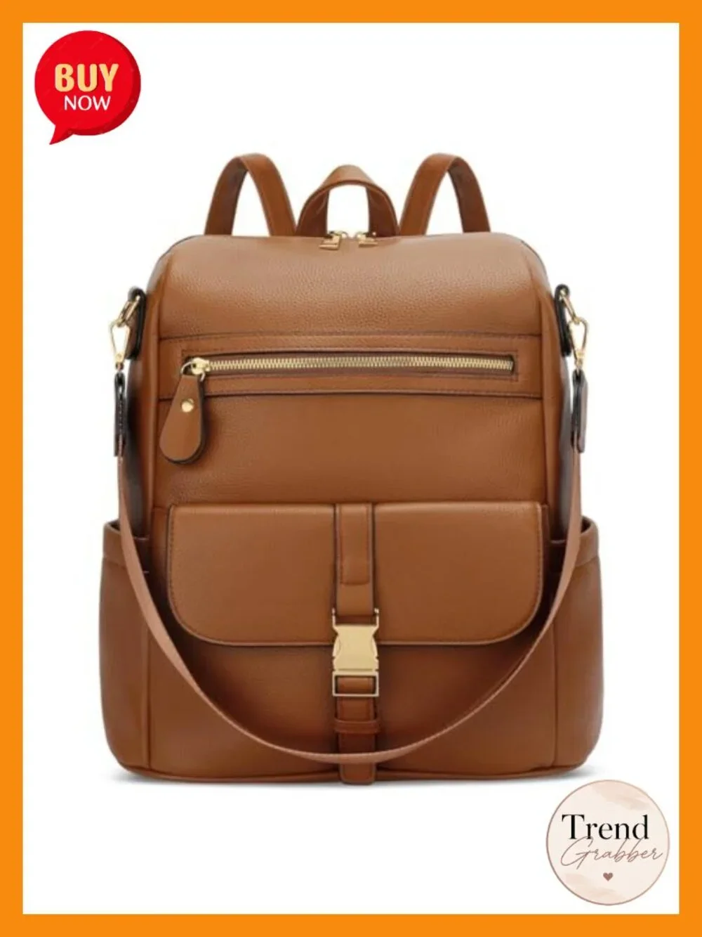 Faux Leather Multi-Pocket Travel Backpack for Women, Anti-Theft Daypack with